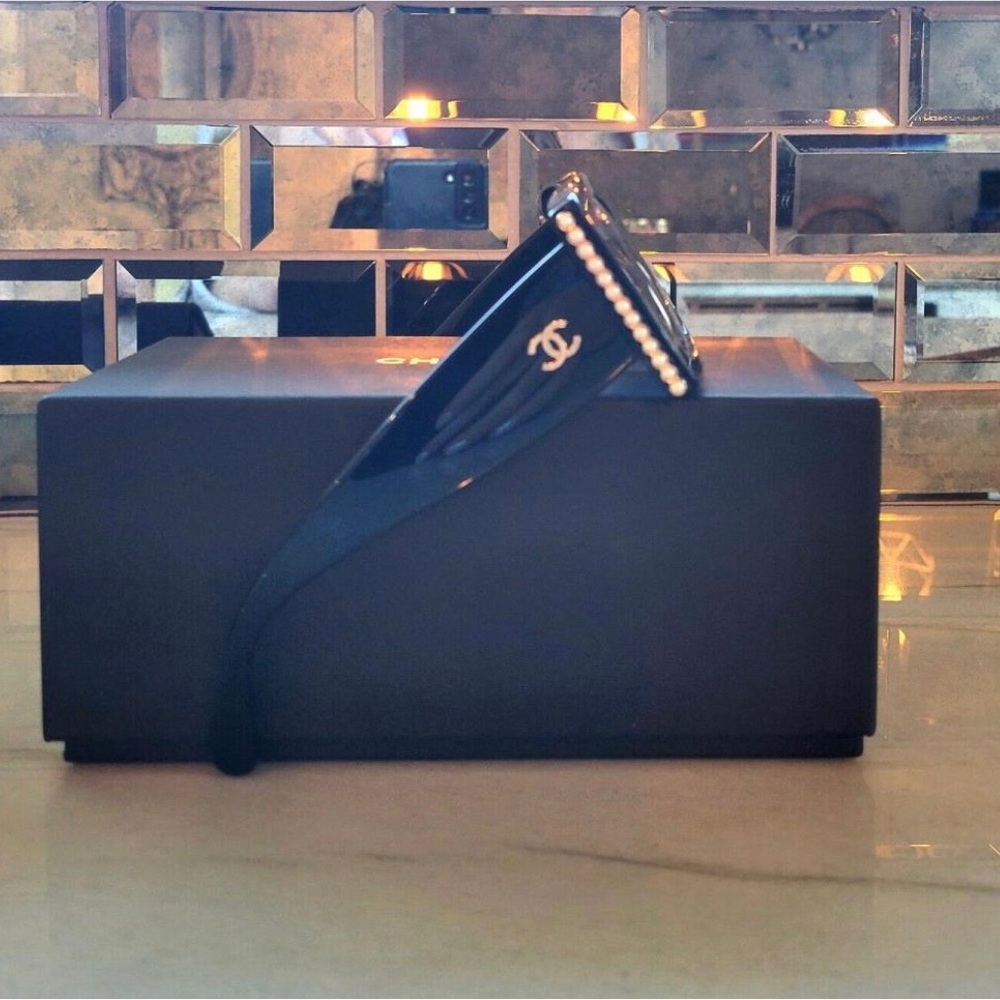 CHANEL CC Logo Square Sunglasses Pearls black - Picture 9 of 13